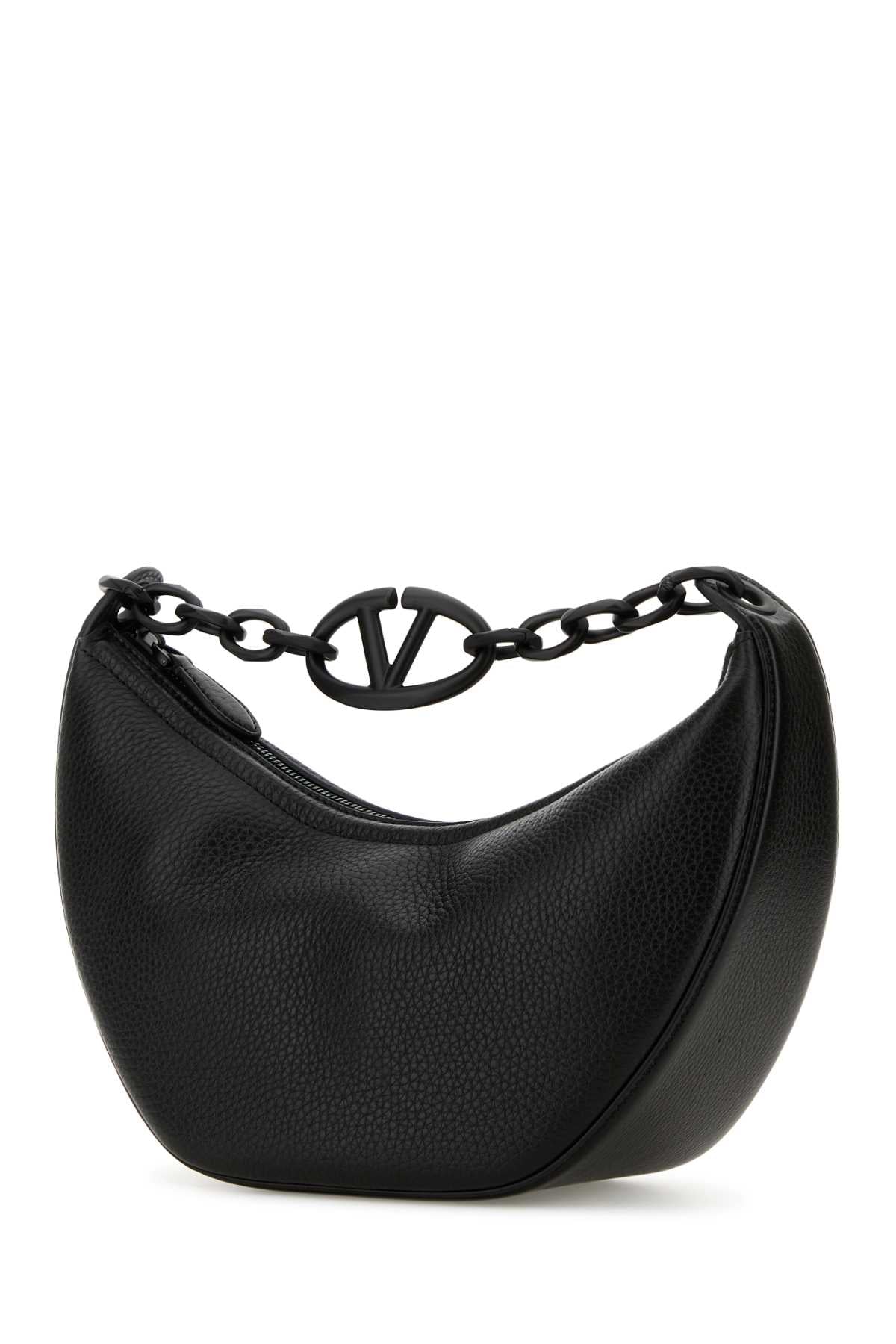 Black Leather Hobo Vlogo Moon Handbag Nero Borse A Mano