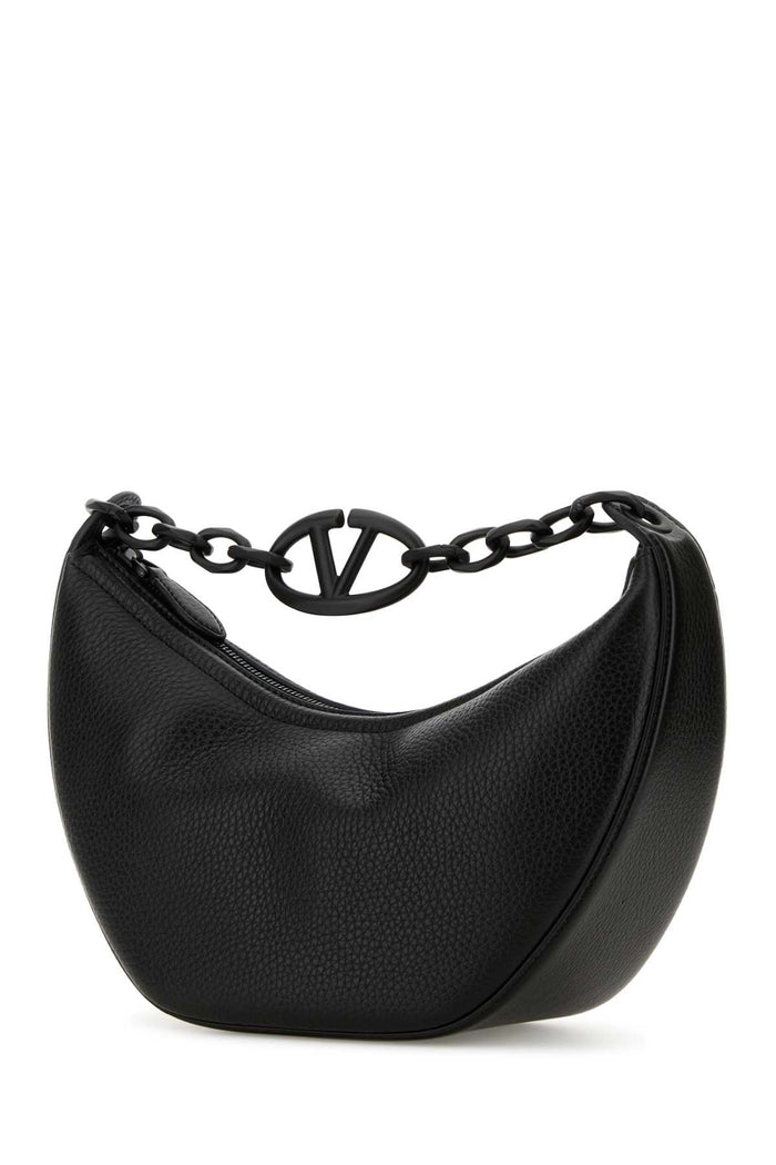 Black Leather Hobo Vlogo Moon Handbag Nero Borse A Mano