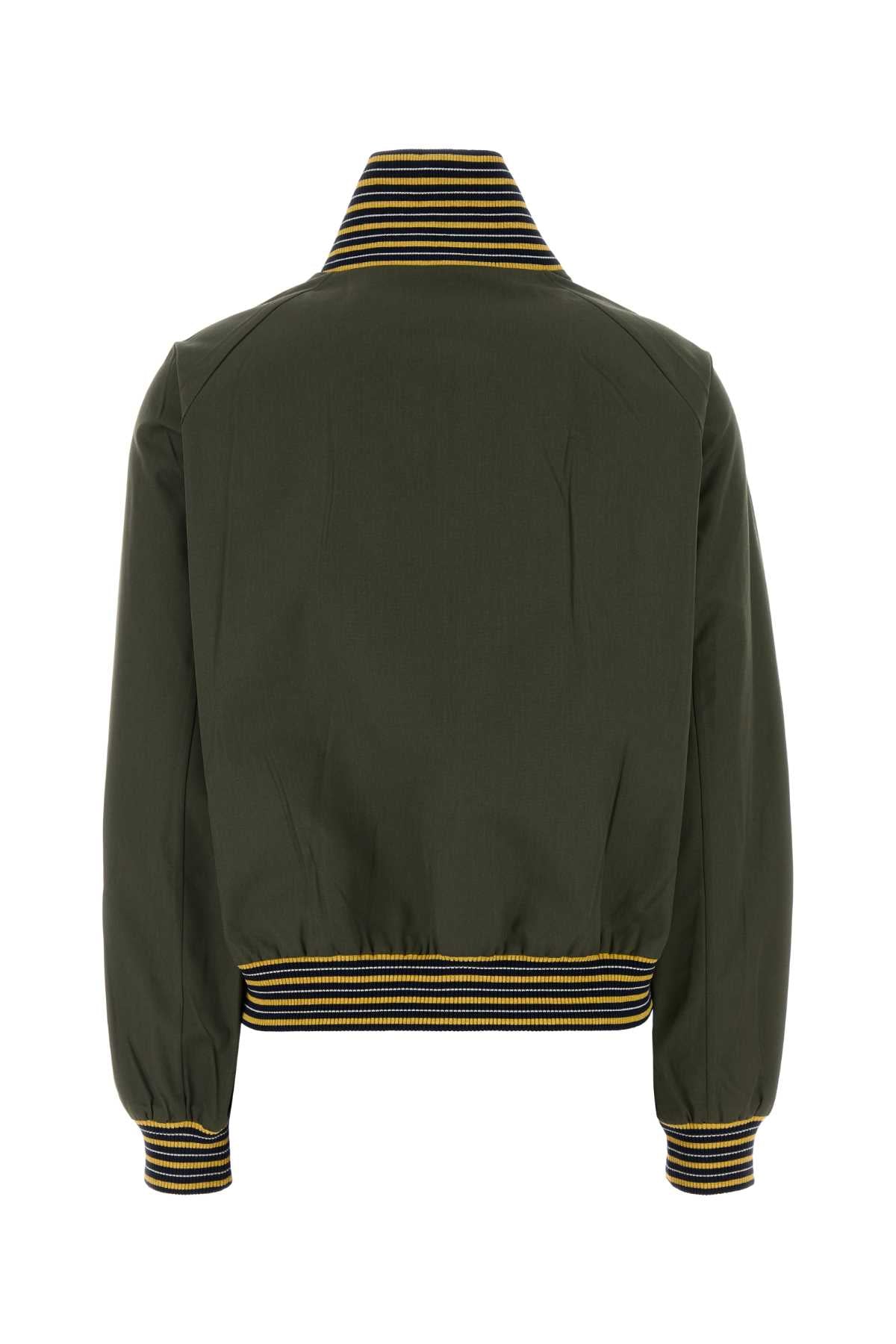 Army Green Poplin Bomber Jacket Militare Exterior: Polyester Cotton Giubbini