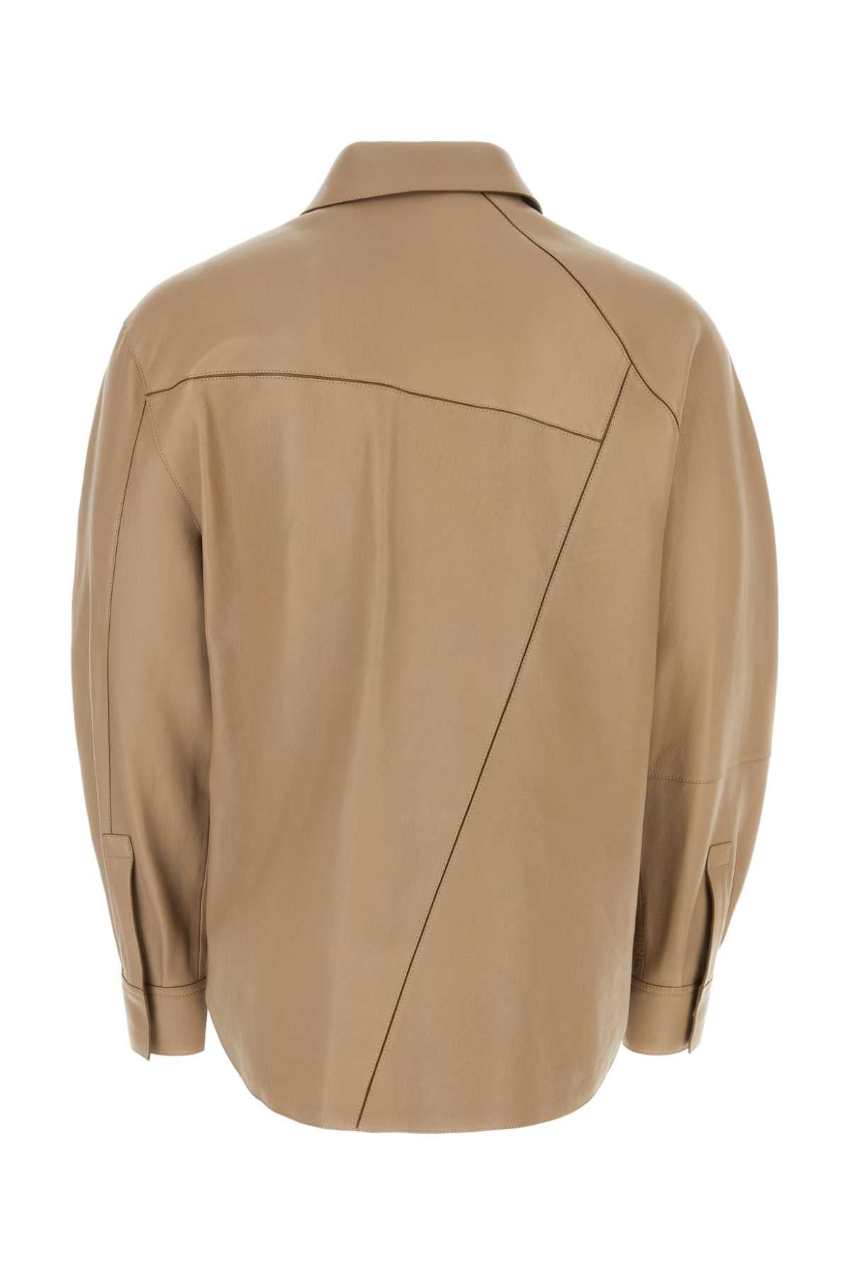 Dove Grey Leather Shirt Brown Exterior: Lamb Camicie