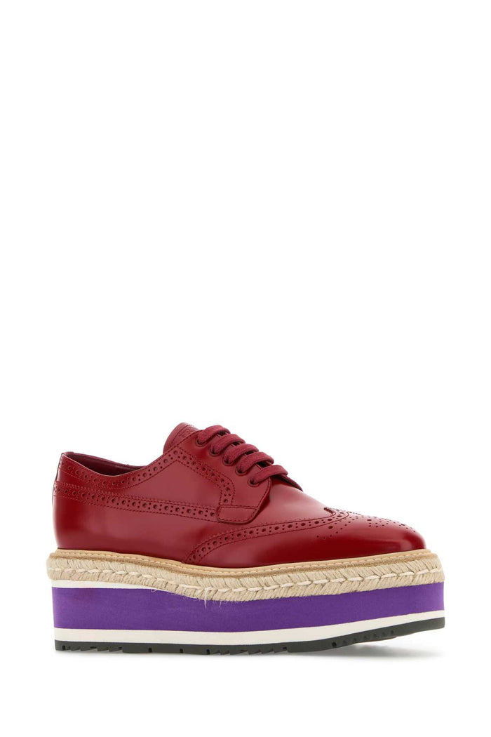 Red Leather Lace-Up Shoes Scarlatto Scarpe Stringate