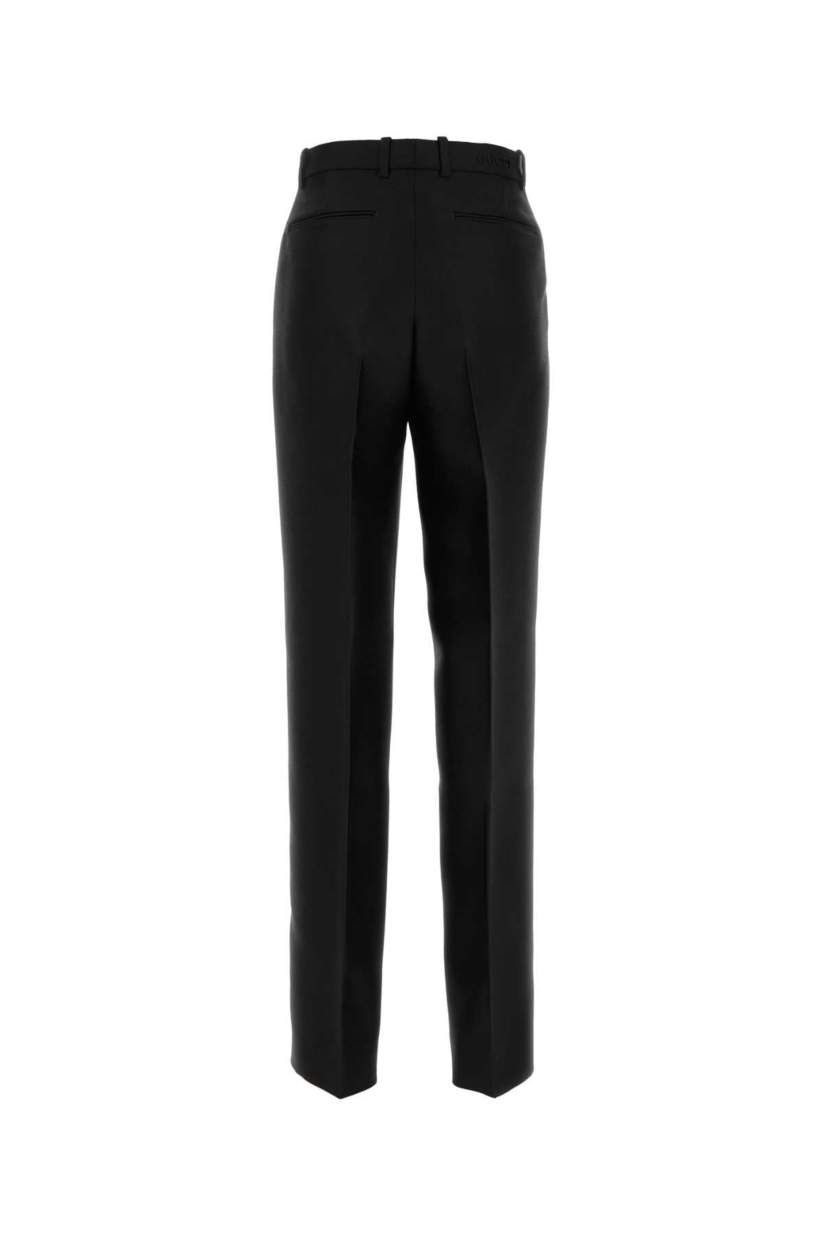 Black Wool Blend Pant Exterior: Silk Pantaloni