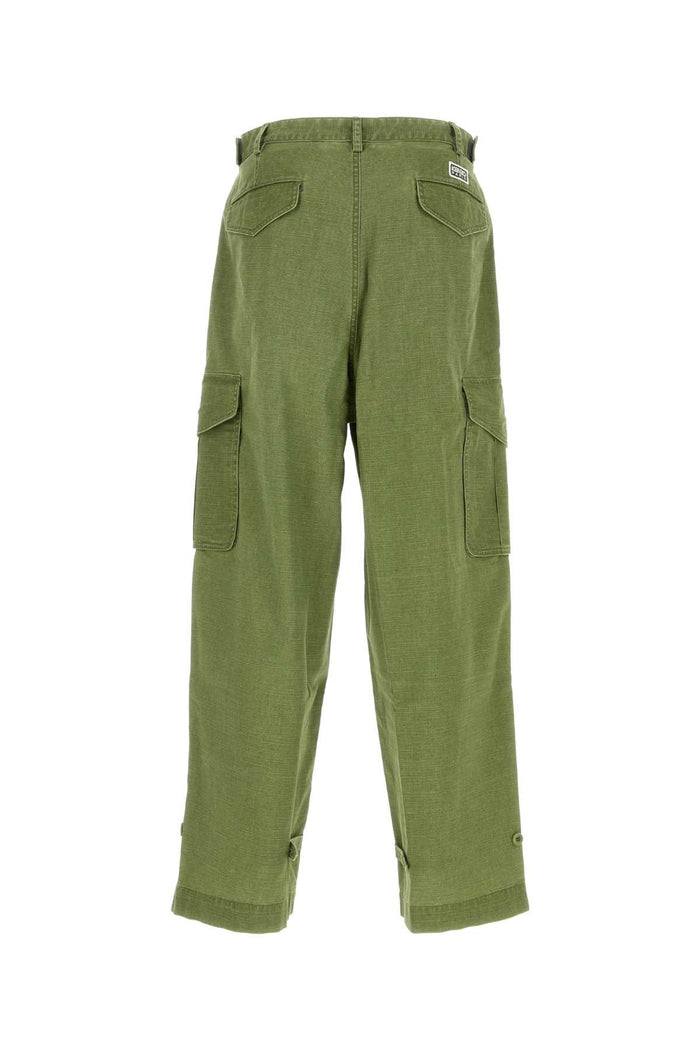 Green Cotton Cargo Pant Palekhaki Exterior: Pantaloni