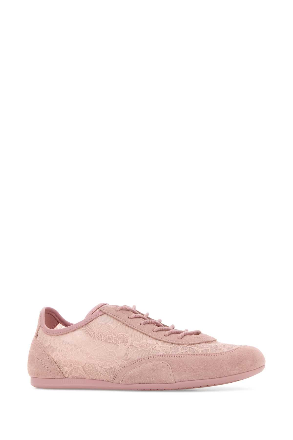 Pink Lace And Suede Sunny Sneakers Vrosemix Textile Leather Metal Rubber