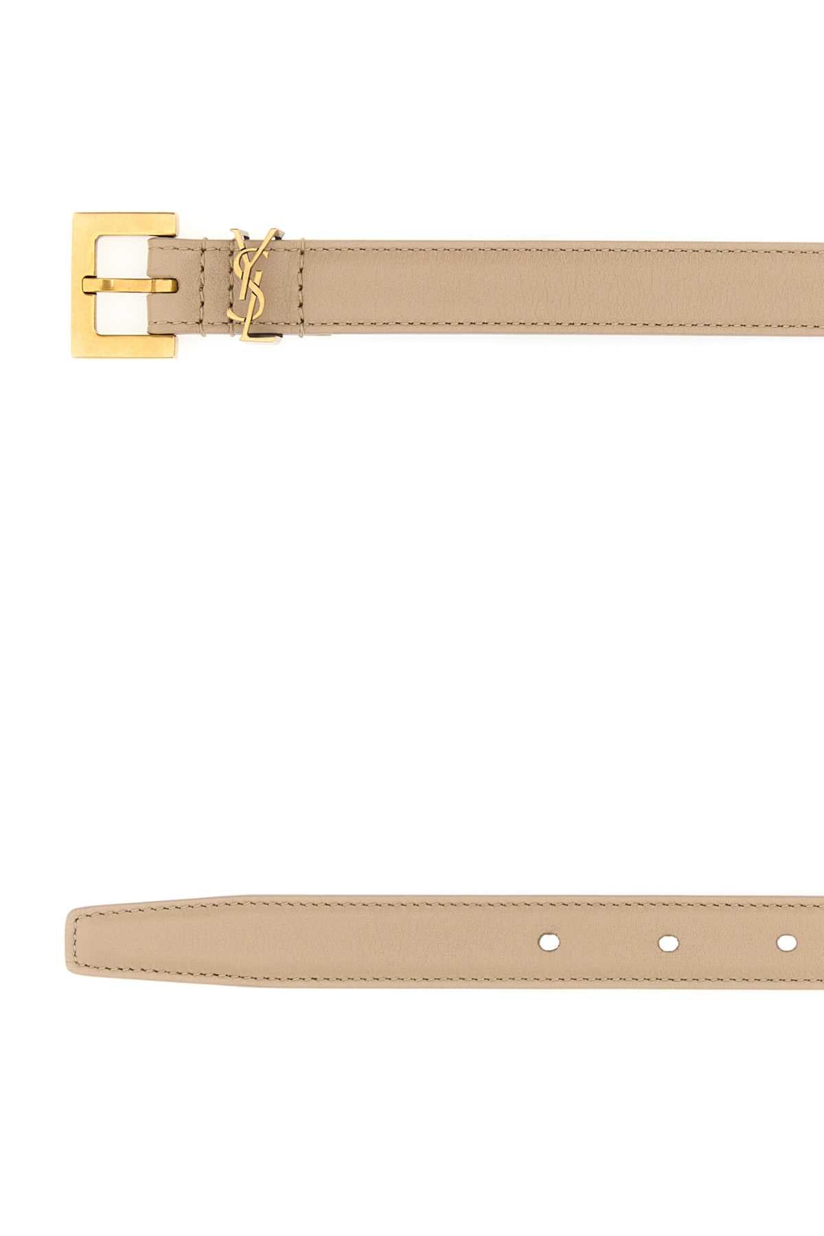 Cappuccino Leather Belt Darkbeige Cinture