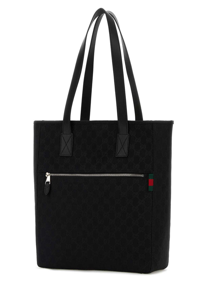 Gg Fabric Shopping Bag Blk/blk/vrv Borse A Mano