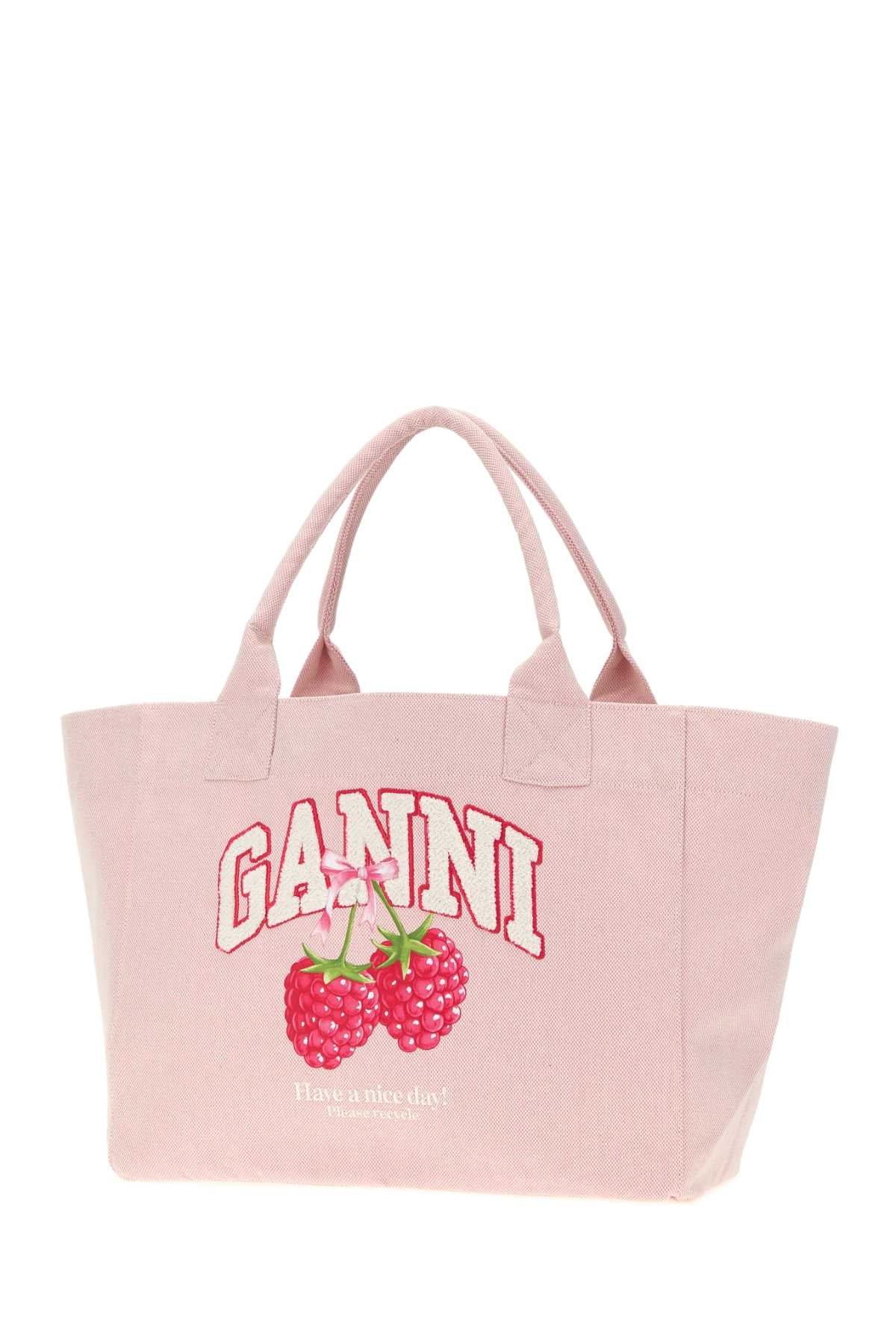 Pink Canvas Medium Trapeze Shopping Bag Egret Exterior: Fabric Borse A Mano