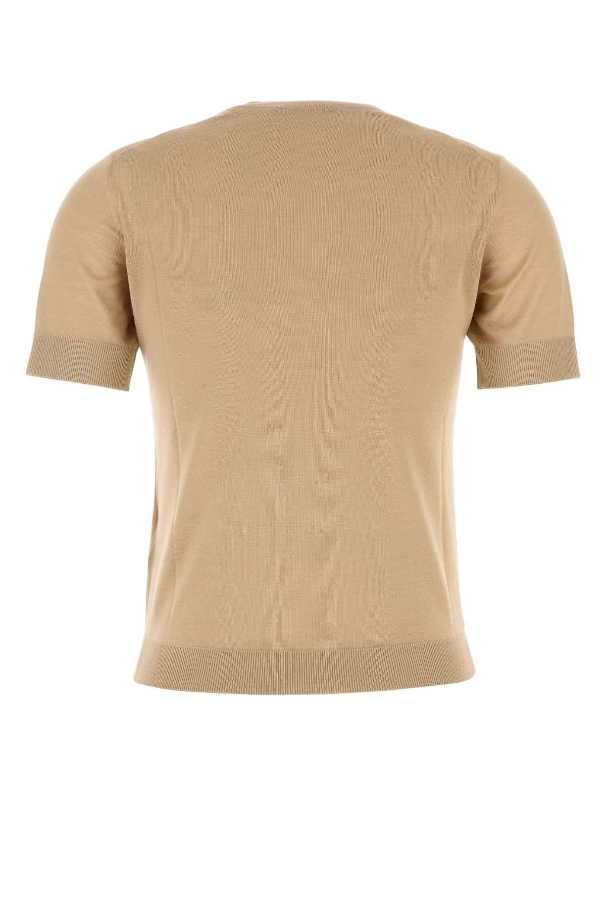 Beige Cashmere Blend Sweater Exterior: Silk Maglieria