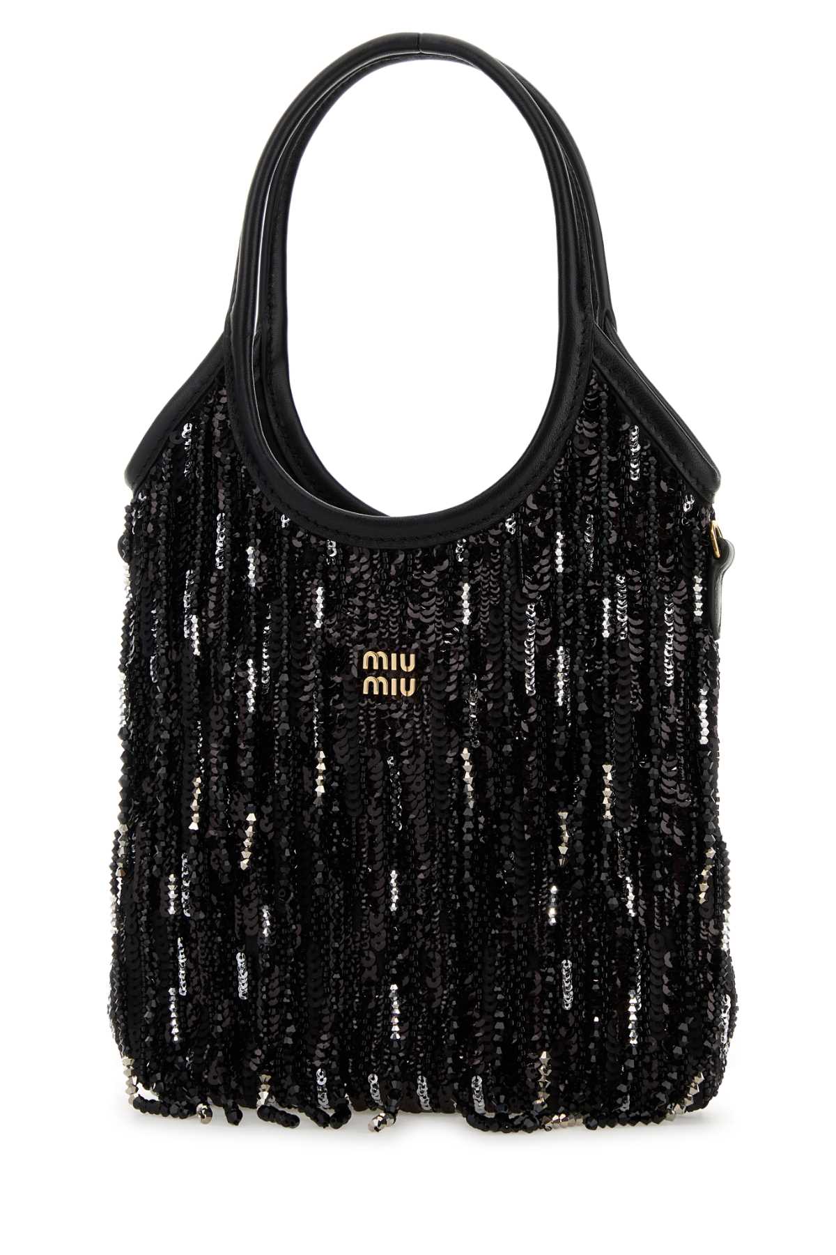 Embellished Fabric Handbag Nero Borse A Mano