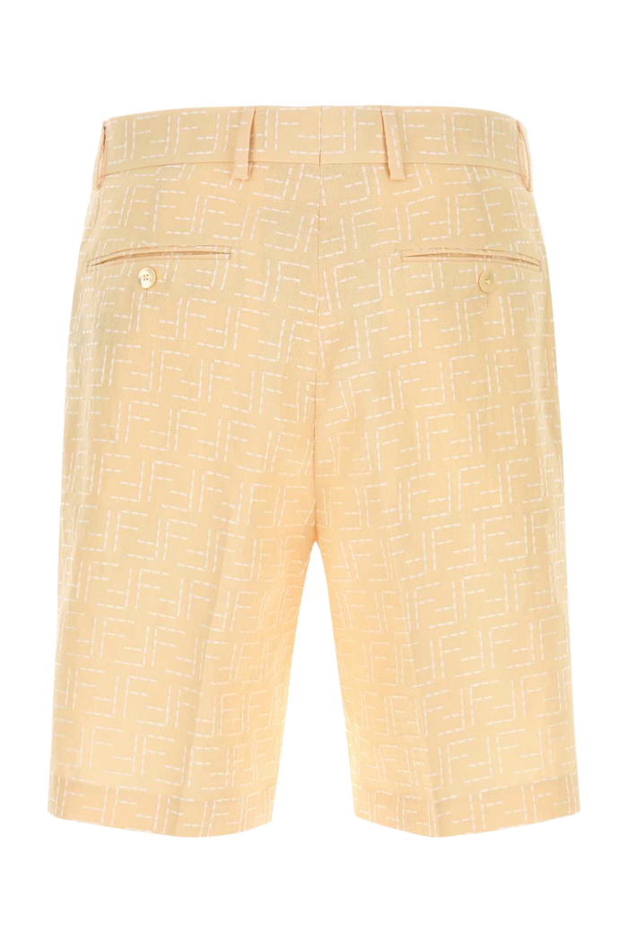 Cream Linen Blend Bermuda Shorts Butter Exterior: Cotton