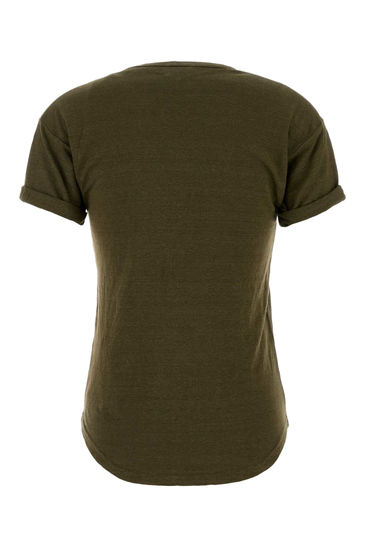 Army Green Linen Koldia T-Shirt Khaki/pink Matiere Principale:lin