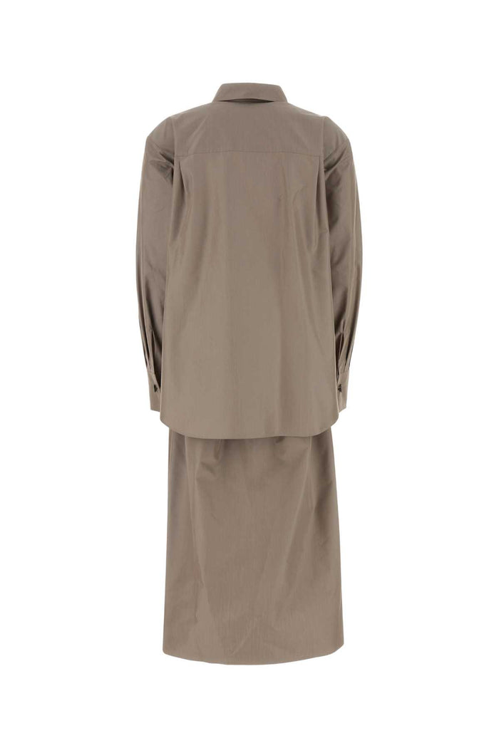 Cappuccino Poplin Shirt Dress Grey Exterior: Cotton Silk Abiti