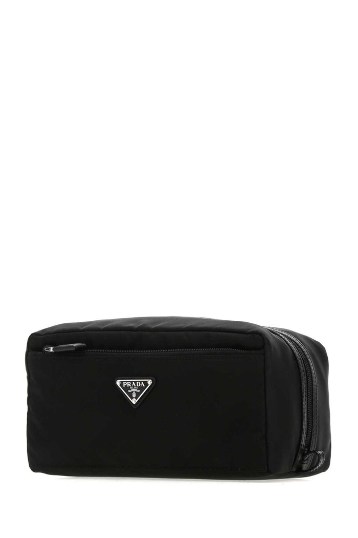 Black Nylon Beauty Case Nero Poliammidericiclata-vitello