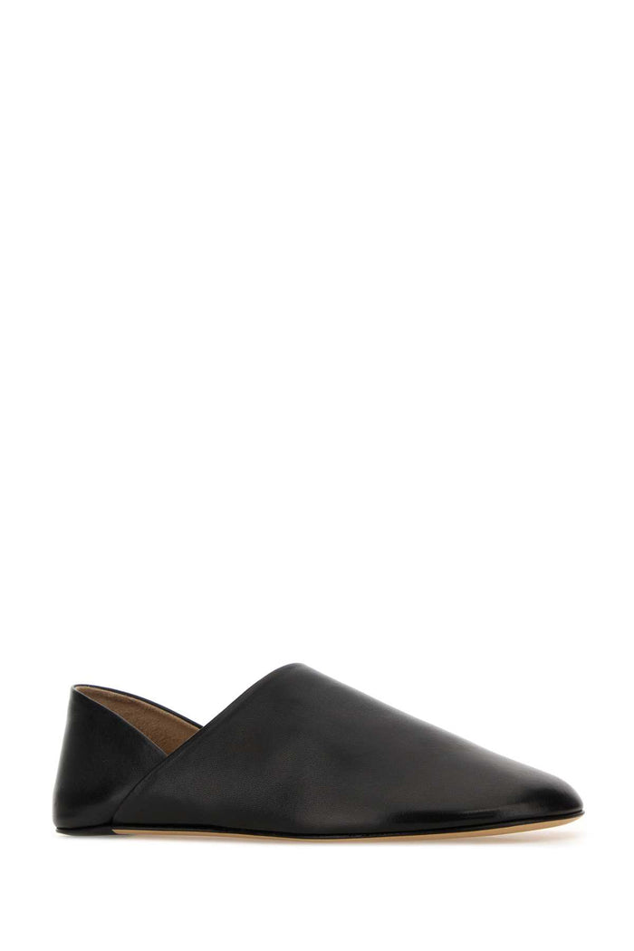 Black Leather Loafers Slippers