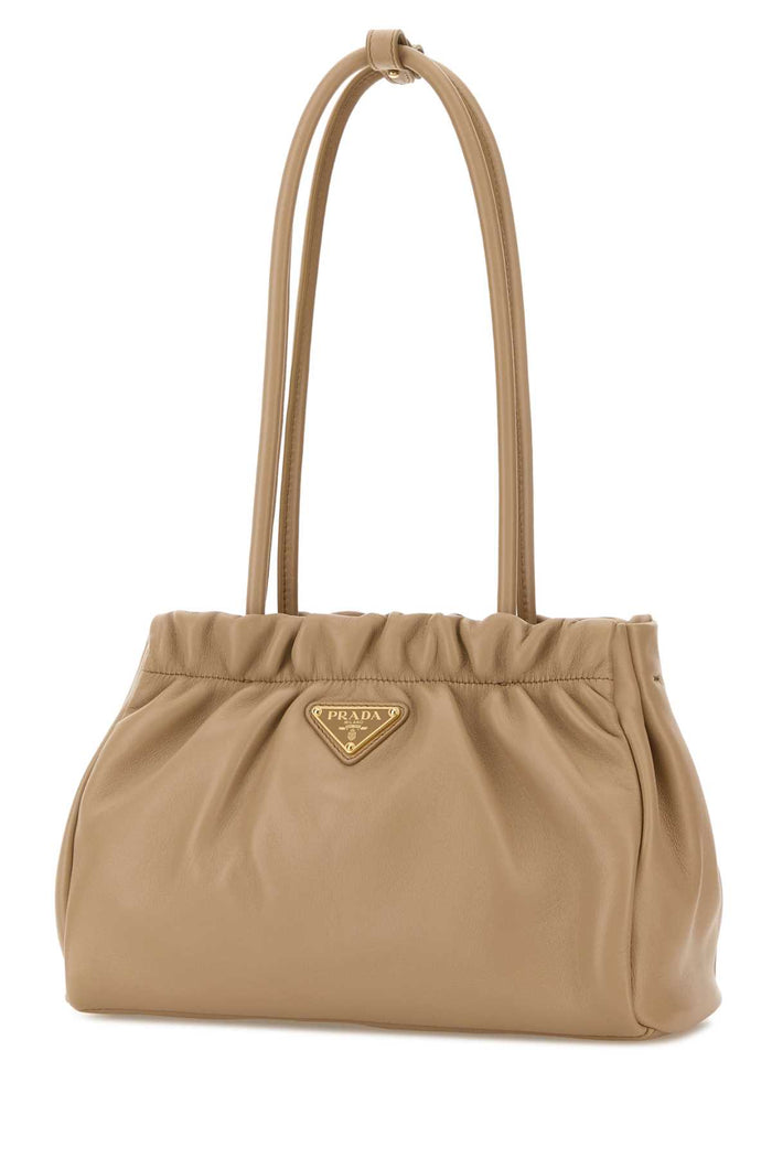 Beige Nappa Leather Shoulder Bag Sabbia Borse A Mano