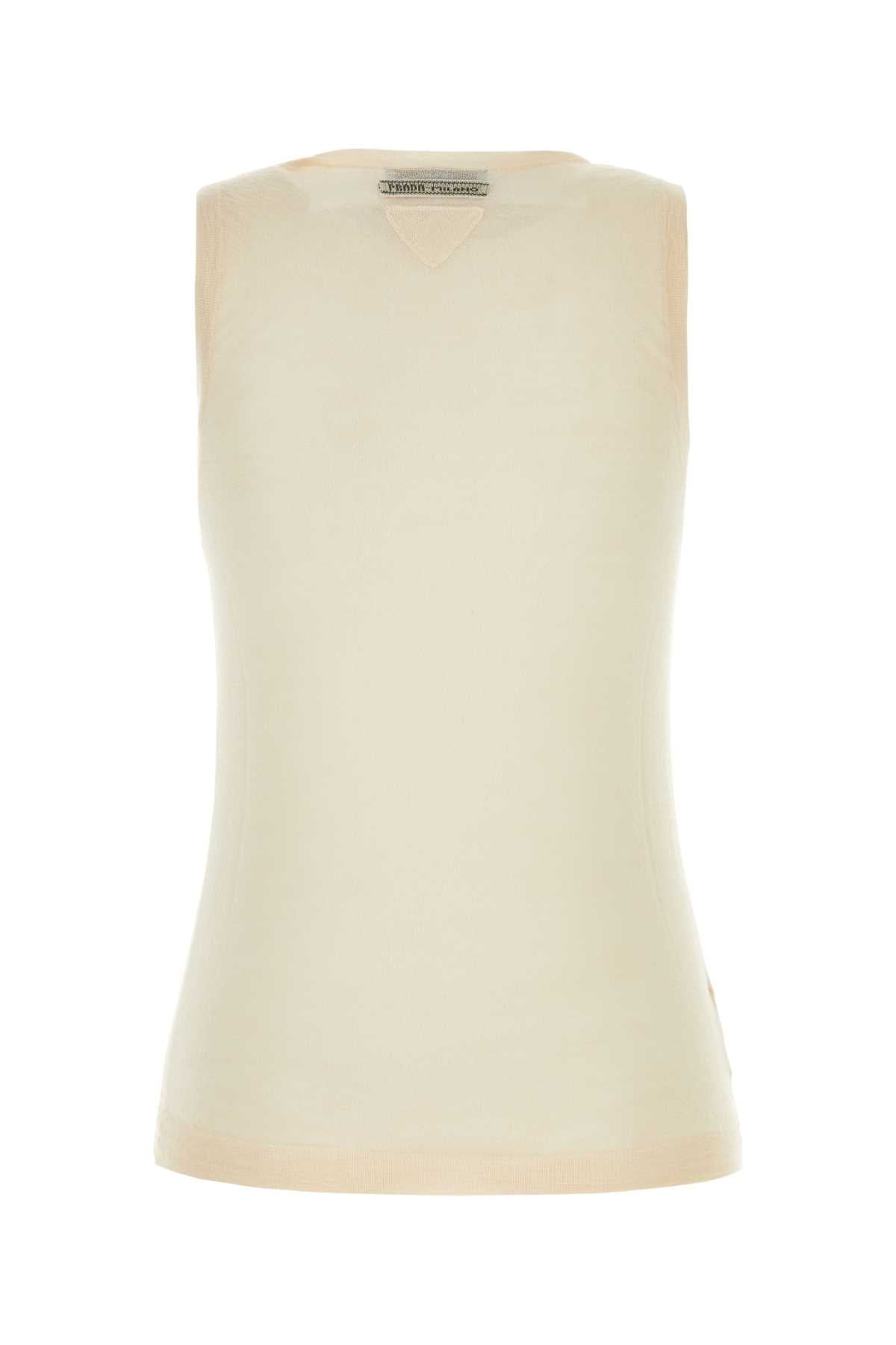 Skin Pink Cashmere Blend Vest Naturale Exterior: Silk Maglieria