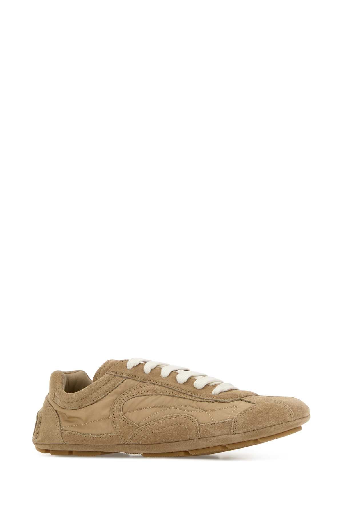 Beige Suede And Re-Nylon Montecarlo Re-Edition 2005 Sneakers Cammello
