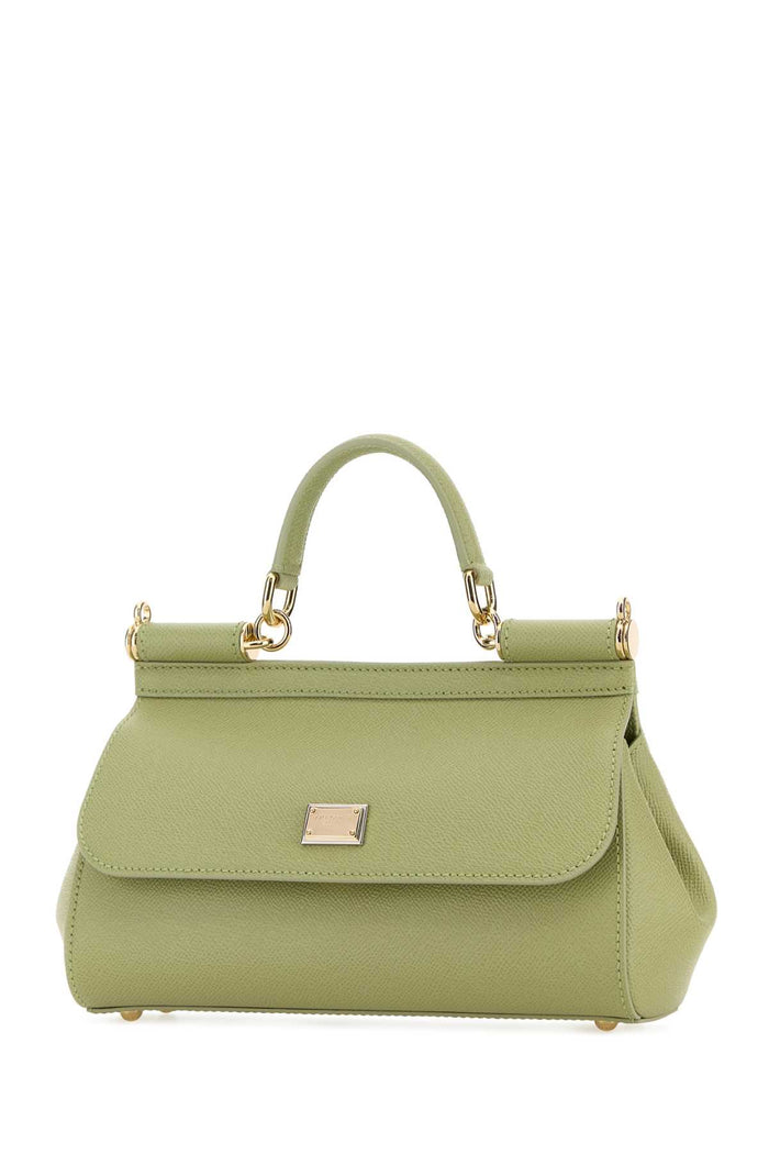 Pastel Green Leather Medium Sicily Handbag Salvia1 Vitello Borse A Mano