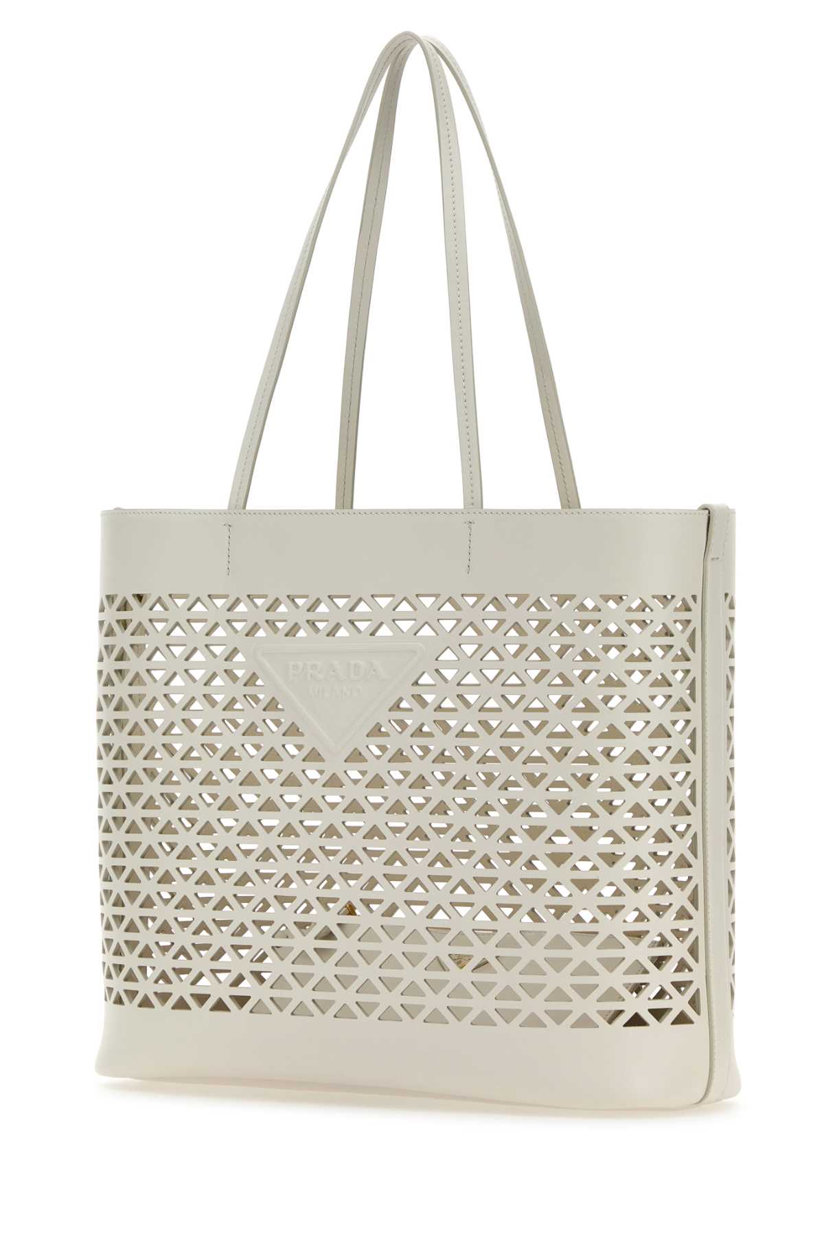 White Leather Shopping Bag Bianco Exterior: Borse A Mano