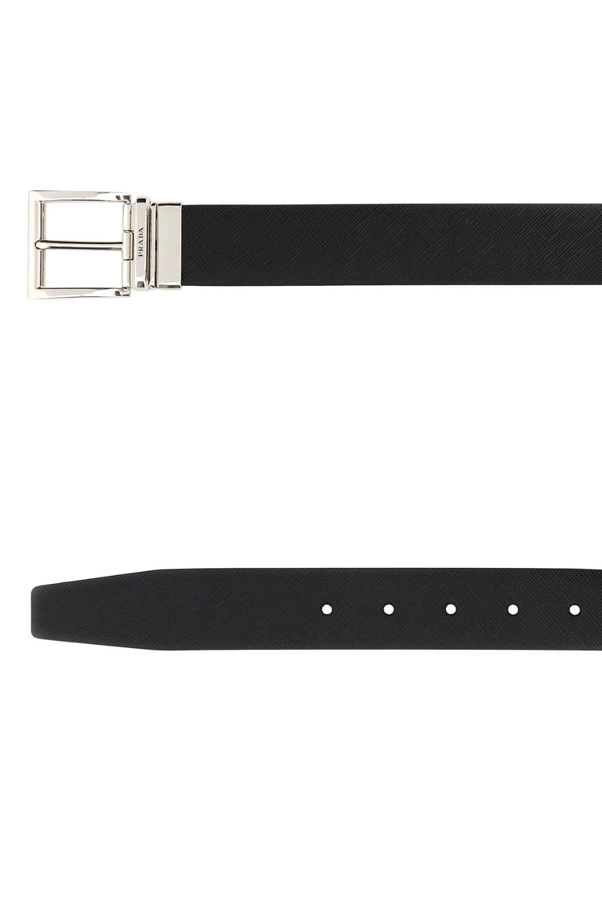 Black Leather Reversible Belt F0rd7 Vitello Cinture
