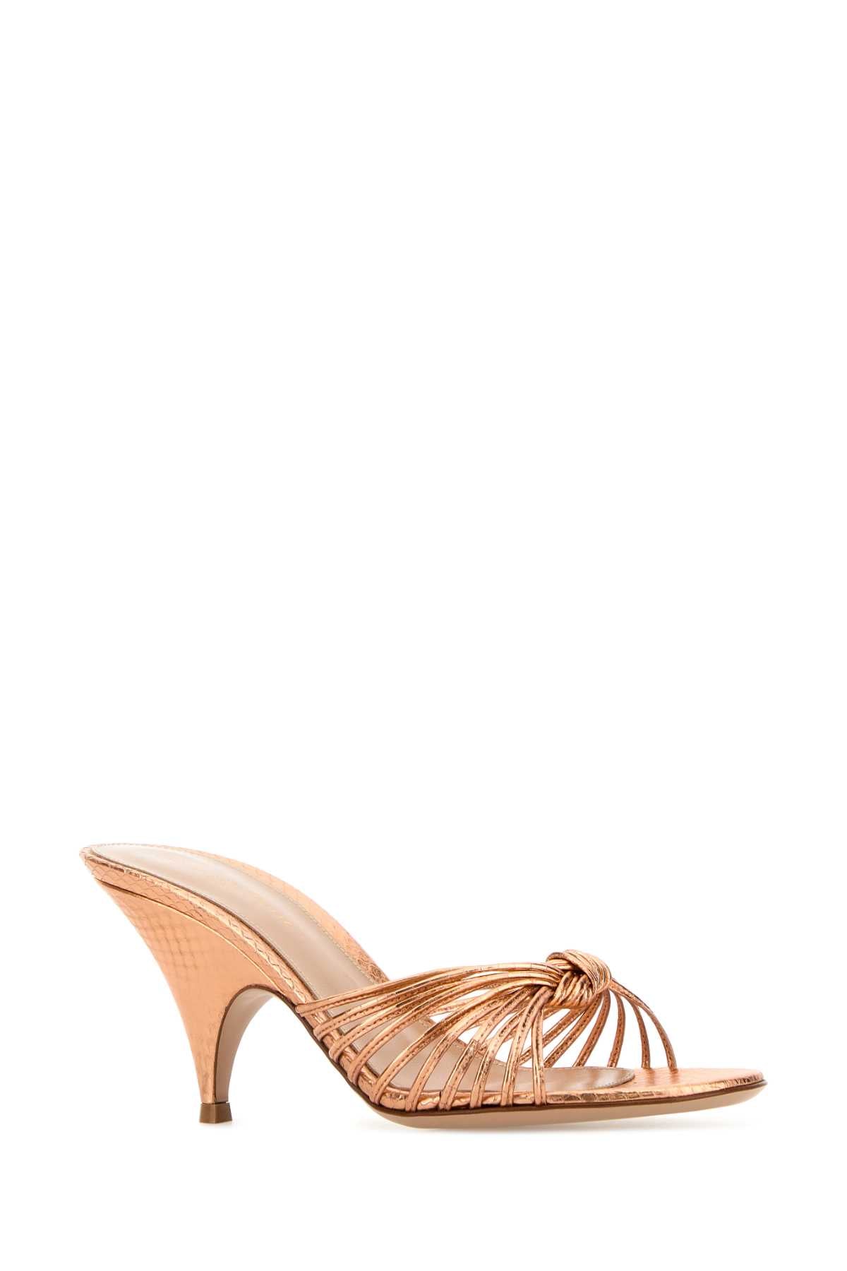 Orange Leather Malã¨ Mules Rosegold Ayer Snakeno Lining Sandali