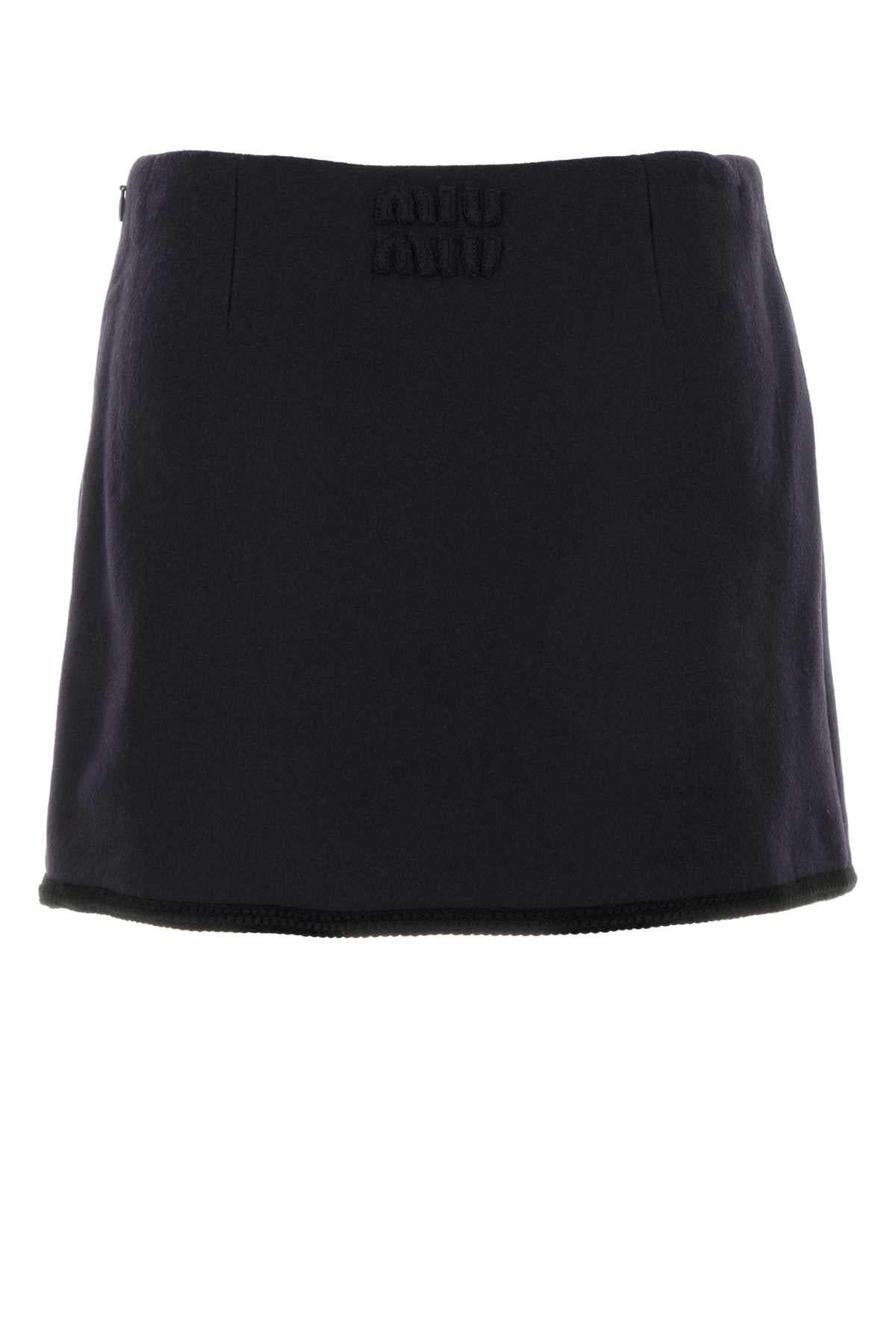 Midnight Blue Wool Mini Skirt Bleu Gonne