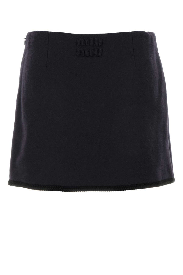 Midnight Blue Wool Mini Skirt Bleu Gonne