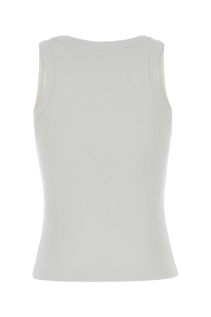 White Stretch Cotton Tank Top Exterior: Elastane Maglie