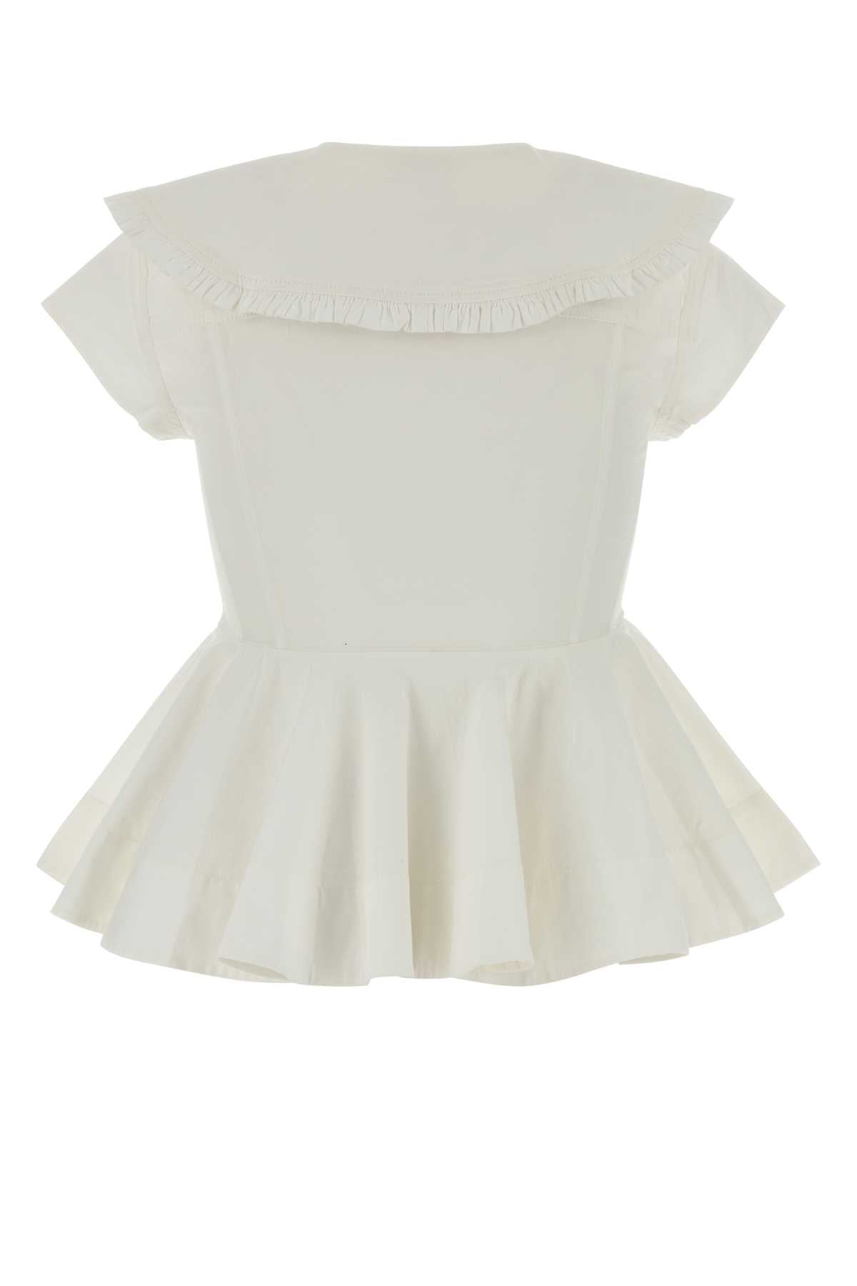 White Stretch Poplin Shirt Bright Organic Cotton Camicie