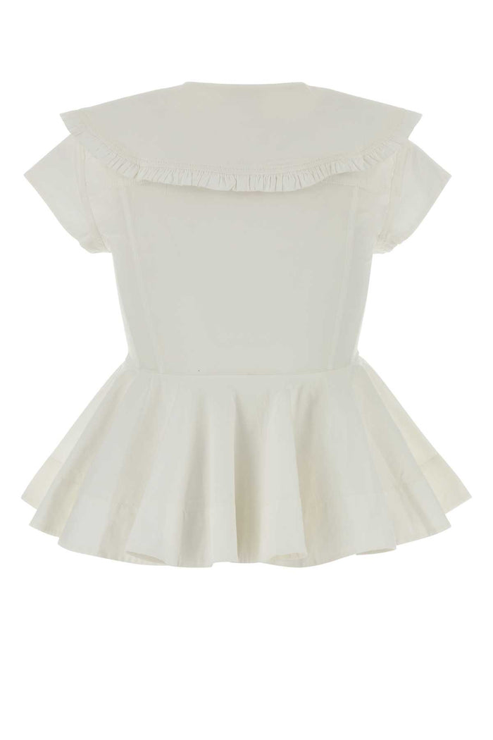White Stretch Poplin Shirt Bright Organic Cotton Camicie