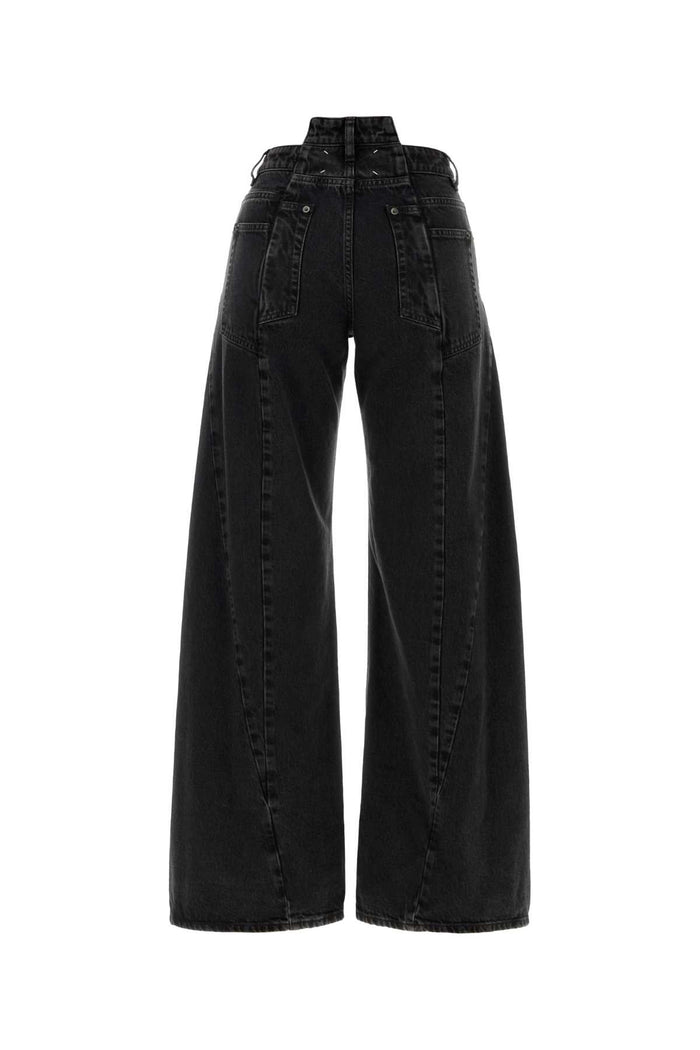 Black Denim Wide-Leg Jeans Mediumblackstone
