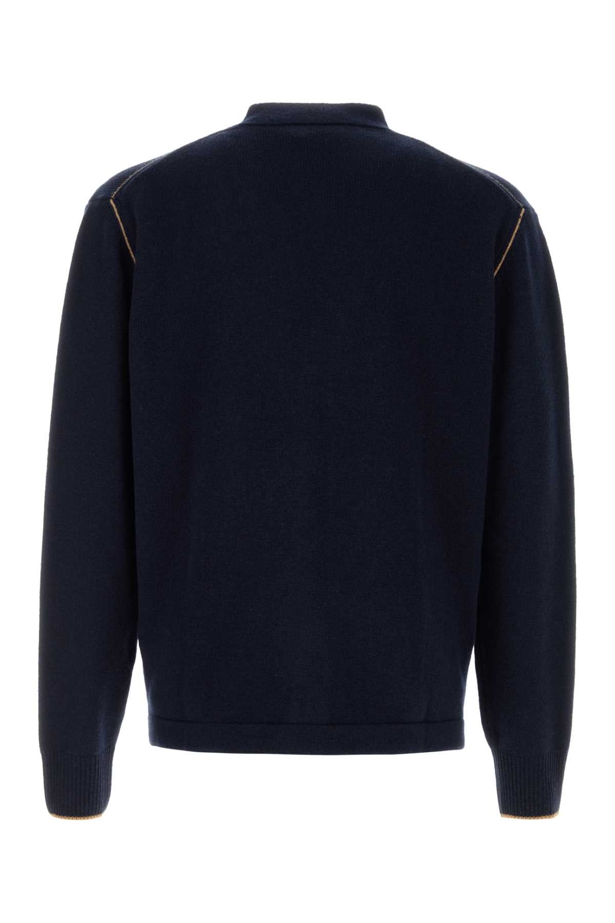 Navy Blue Wool Blend Alex Cardigan Maglie
