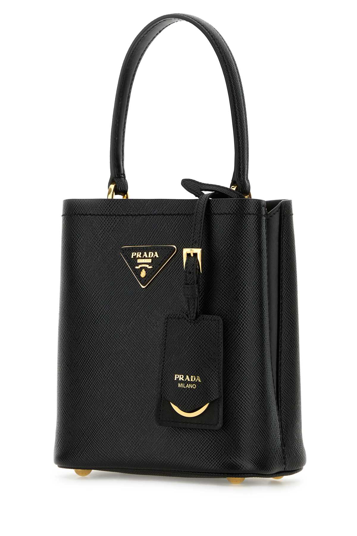 Black Leather Small Panier Handbag Nero Vitello Borse A Mano