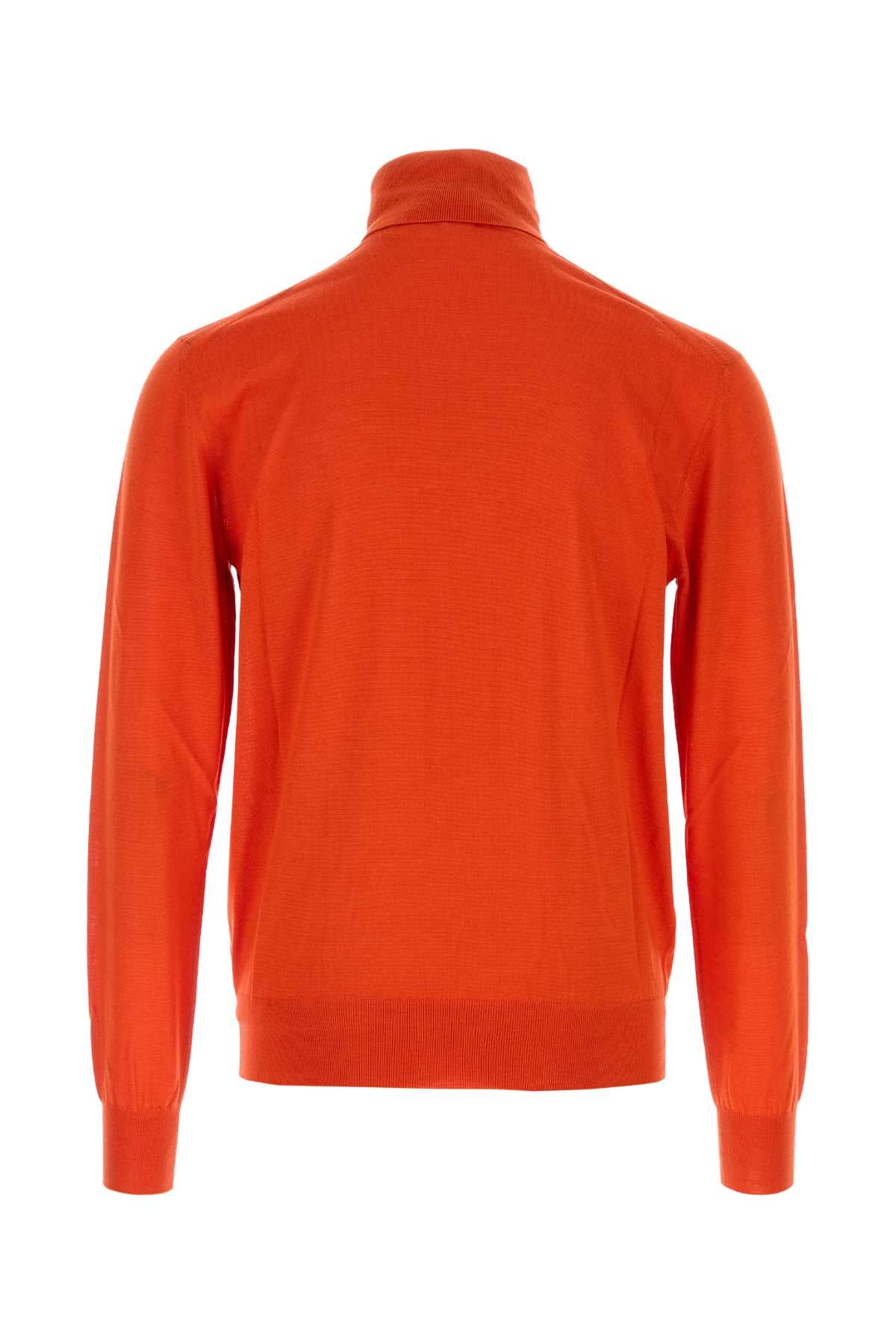 Orange Cashmere Blend Sweater Exterior: Wool Silk Maglie