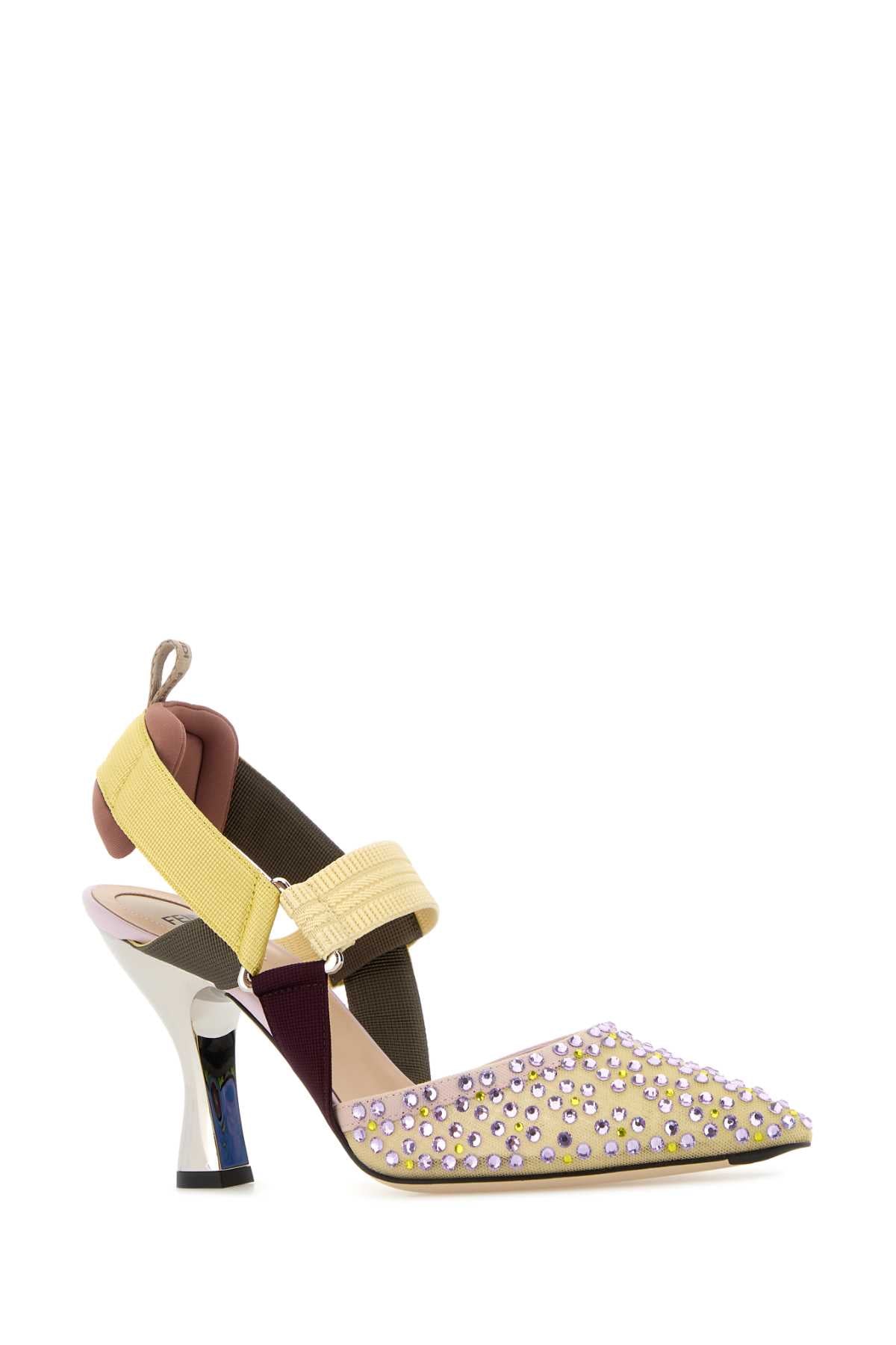Multicolor Mesh And Fabric Colibrã¬ Pumps Giras Violet+citrine Scarpe Con Tacco