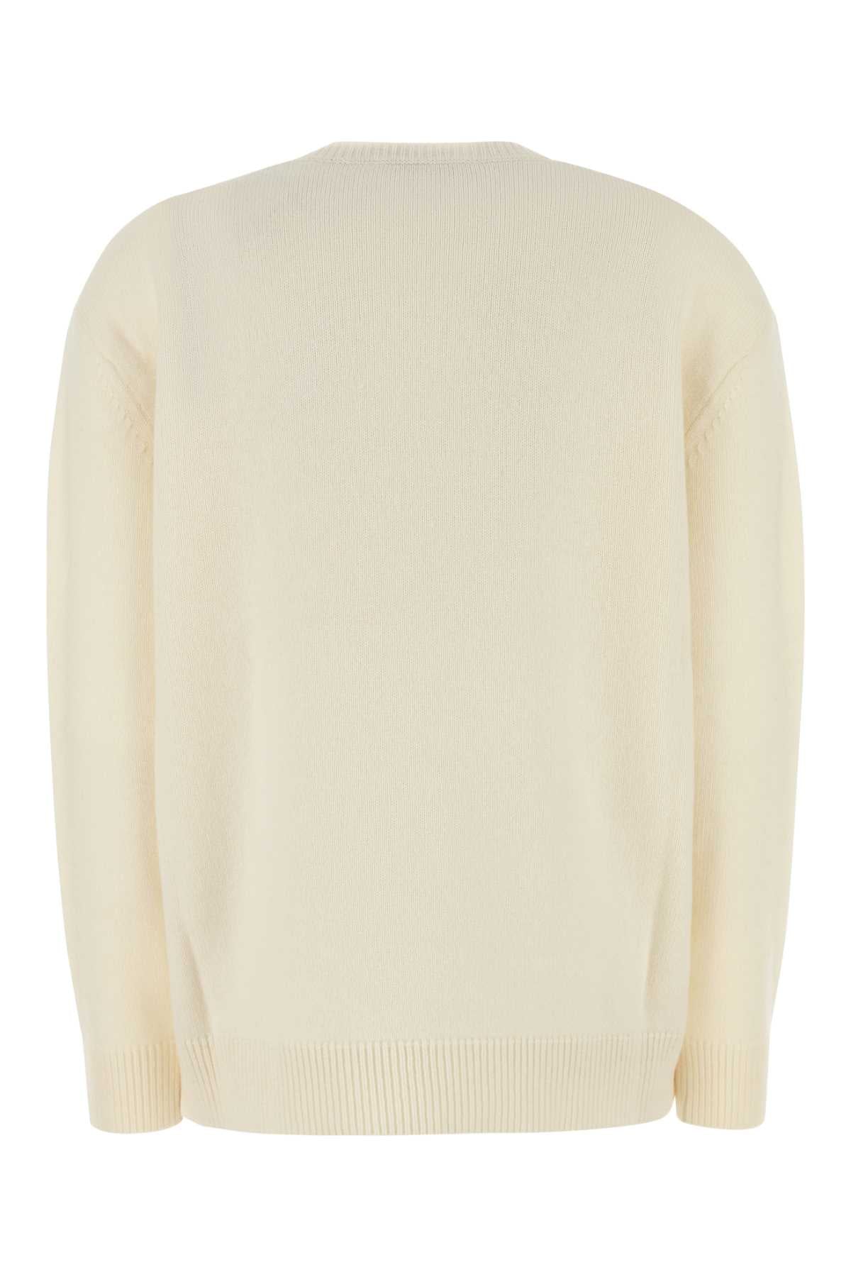 Ivory Wool Blend Plata Sweater Bianco Exterior: Cashmere Maglieria