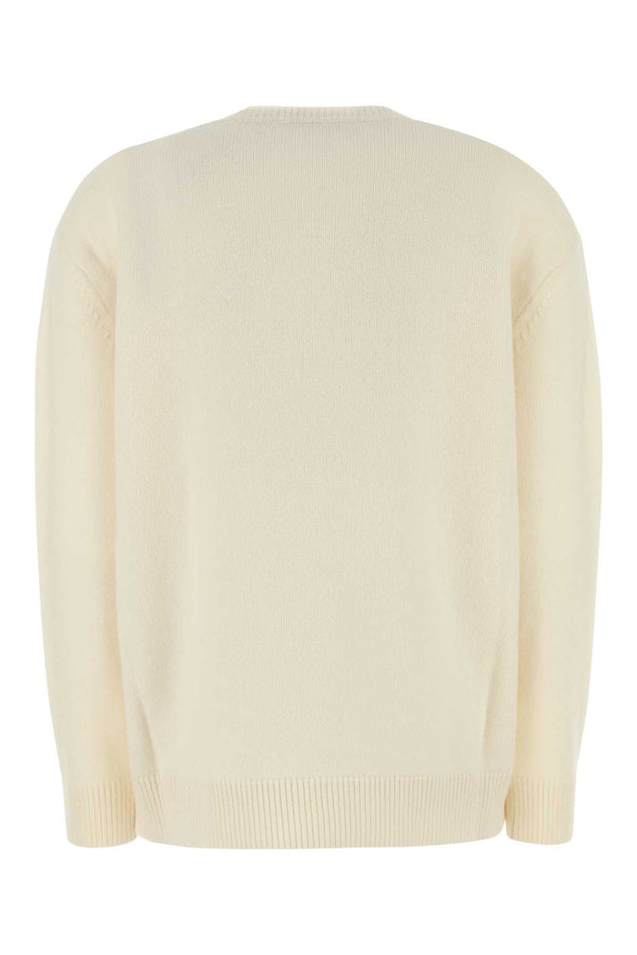 Ivory Wool Blend Plata Sweater Bianco Exterior: Cashmere Maglieria