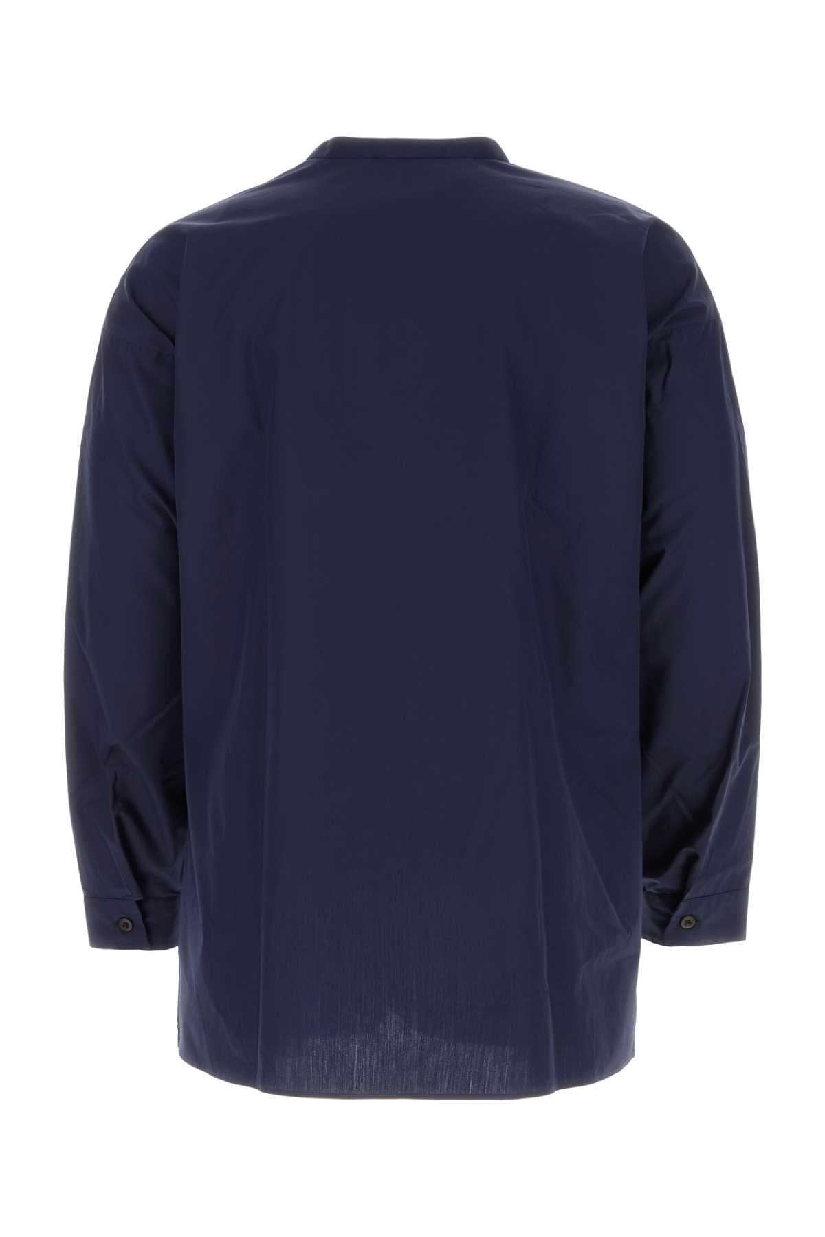 Navy Blue Poplin Oversize Shirt F0008 Exterior: Cotton Camicie