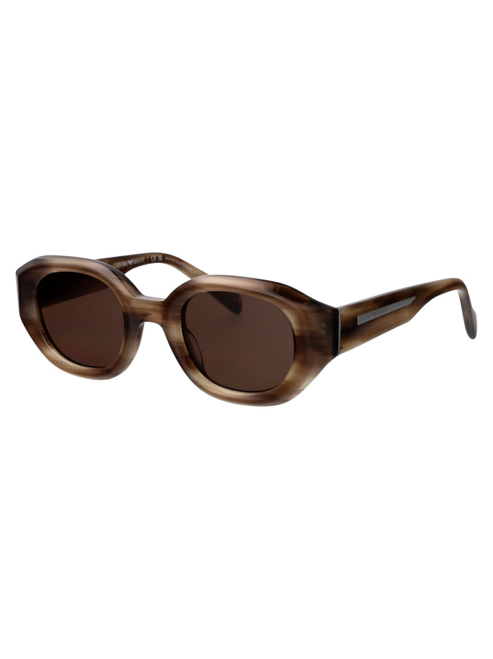 0ea4230u 614973 Shiny Striped Brown Acetate Sunglasses