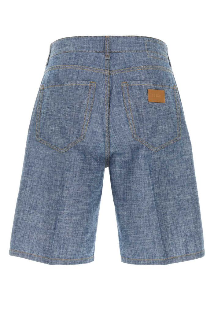 Light Blue Chambray Bermuda Shorts Exterior: Cotton Jean