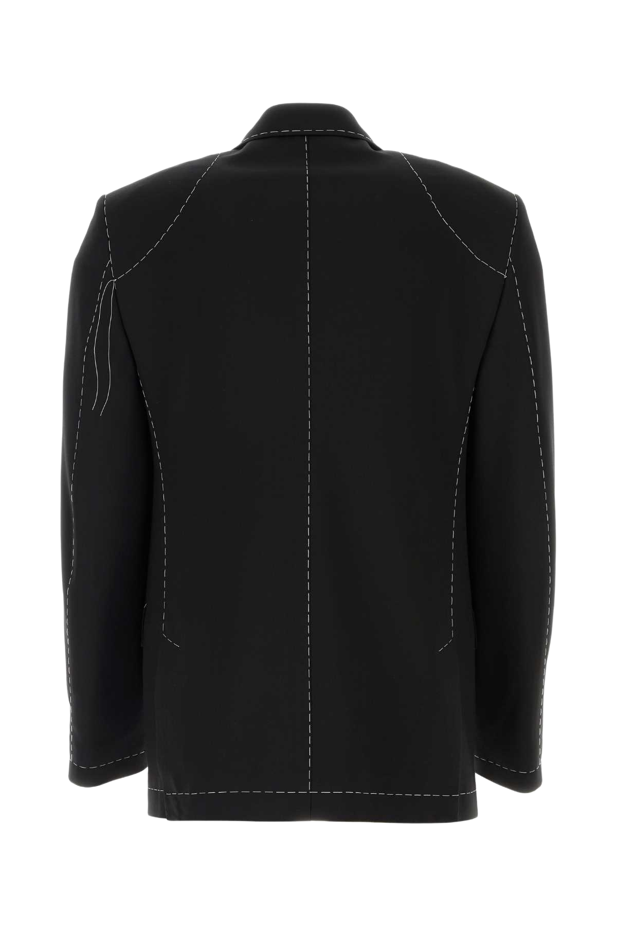 Black Stretch Polyester Blend Blazer Blkwht Giacche E Gilet