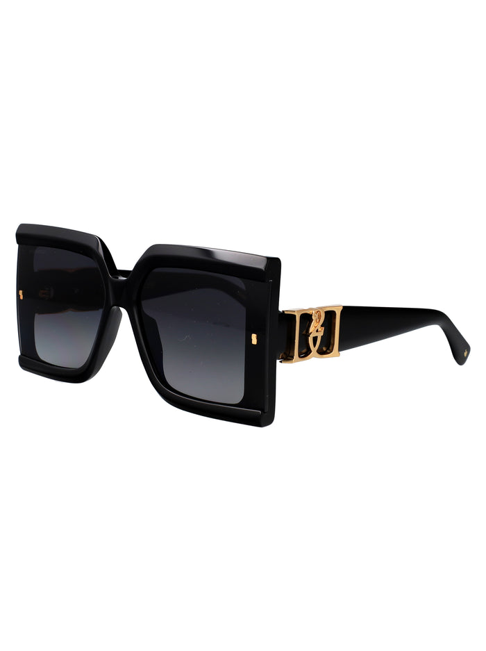 D2 0185-G-S Black Acetate Sunglasses
