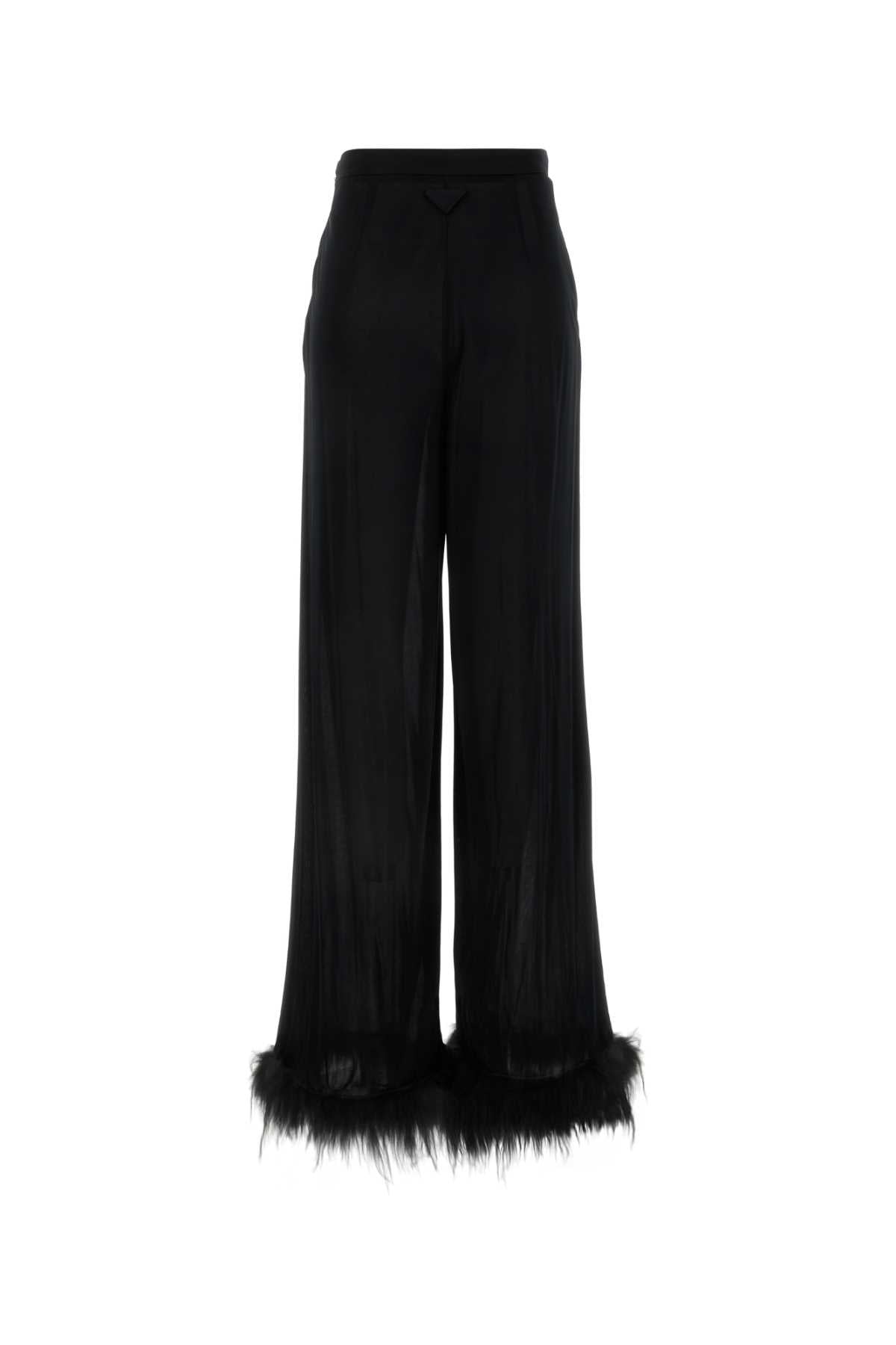 Black Satin Wide-Leg Pant Nero Exterior: Viscose Pantaloni