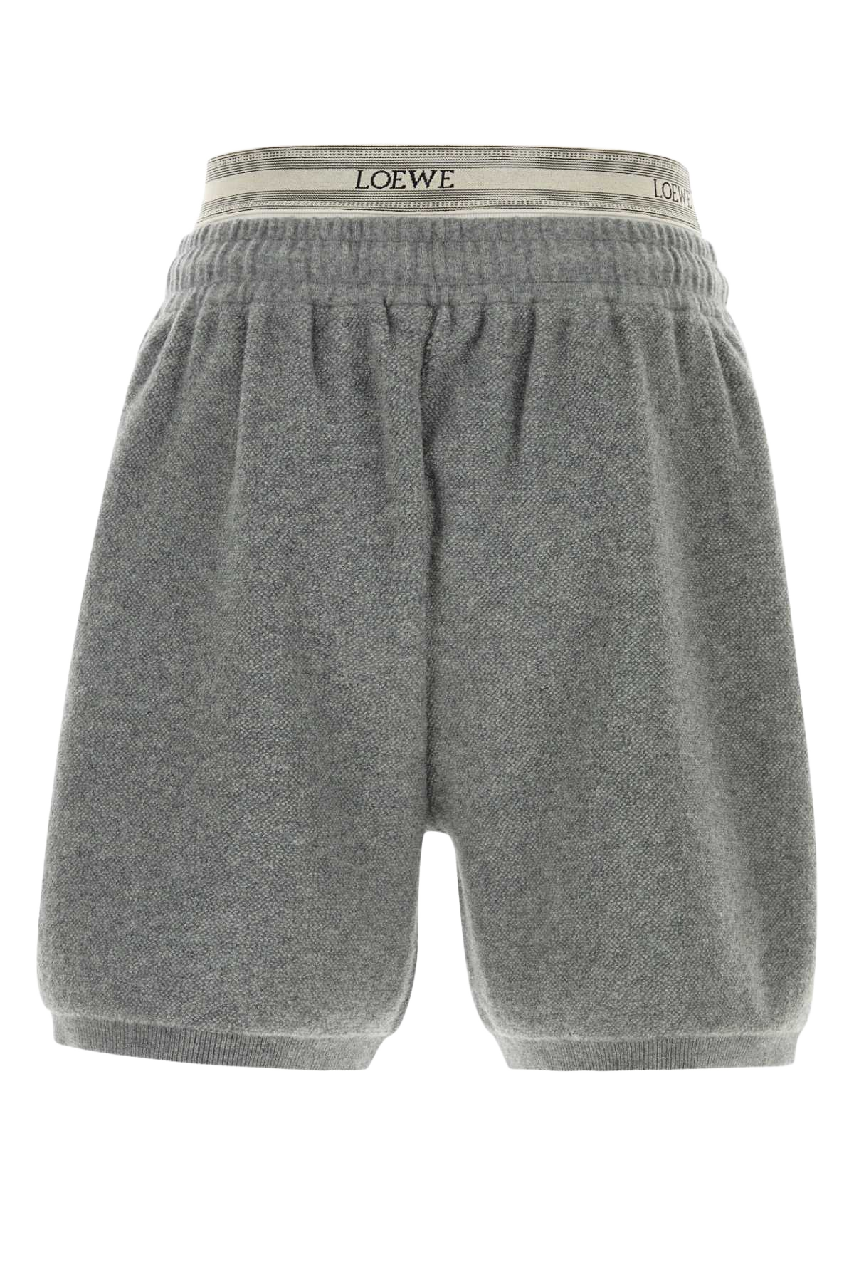 Grey Wool Blend Bermuda Shorts Greymelangewhite