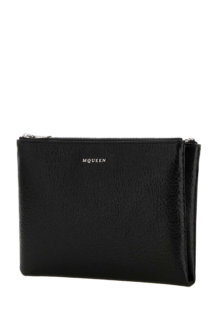 Black Leather Pouch Blacksilver Beauty Case