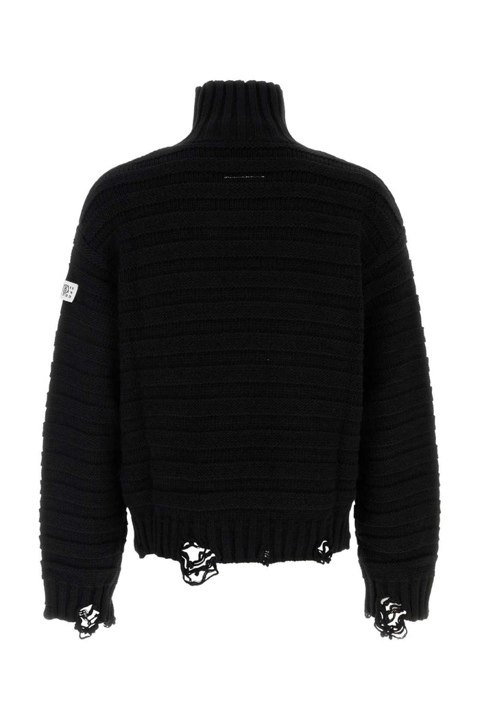 Black Wool And Acrylic Sweater Exterior: Virgin Maglie