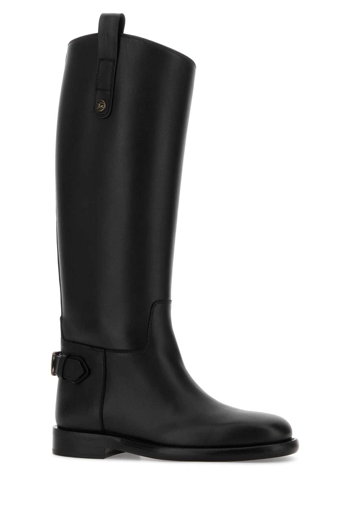 Black Leather Cavalier Boots Stivali