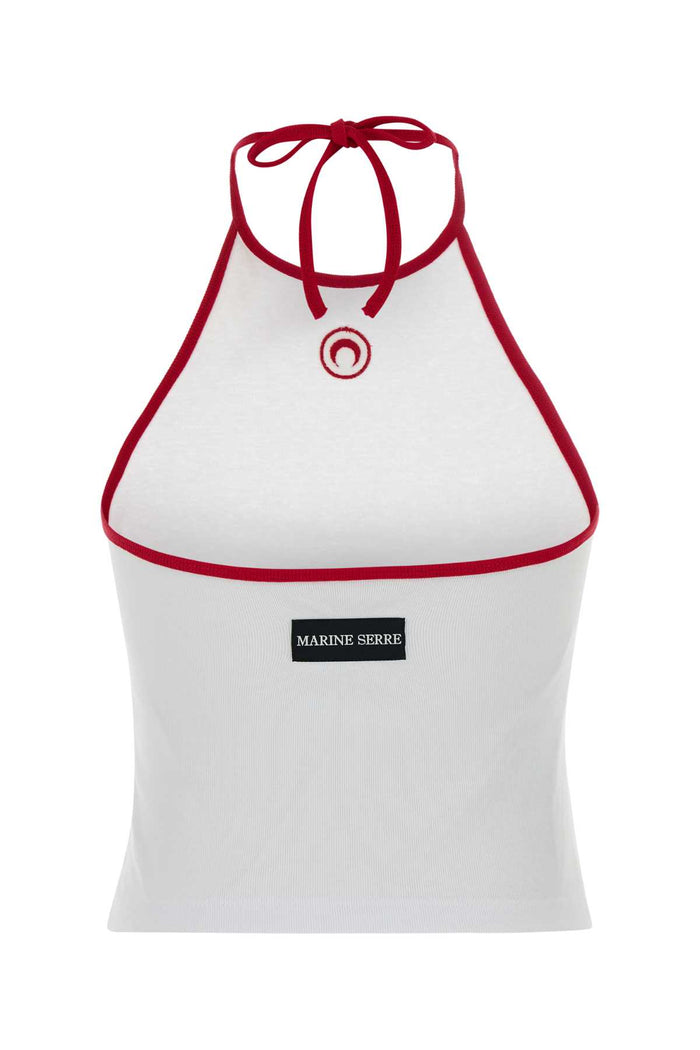 White Cotton Tank Top Wh17whitered Exterior: Maglie