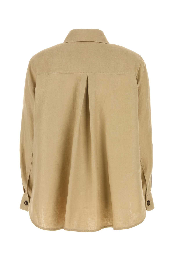 Beige Linen Pomposa Shirt 001 Exterior: Sciarpe E Foulard