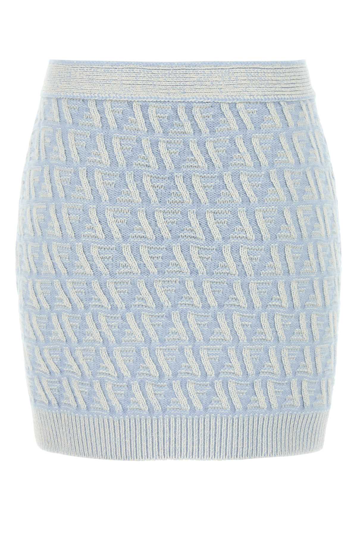 Embroidered Silk Blend Mini Skirt Lught Ble Gonne